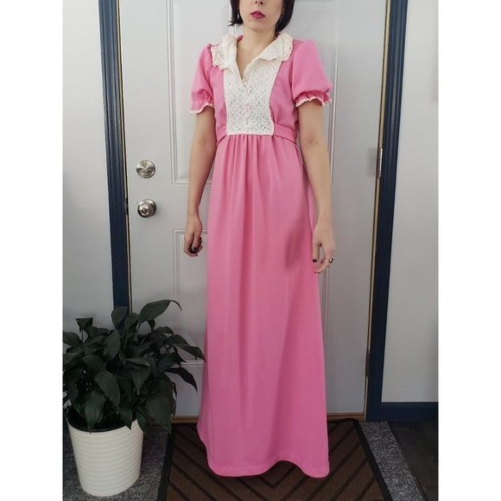 Vintage 70s Pink Prairie Dress‎